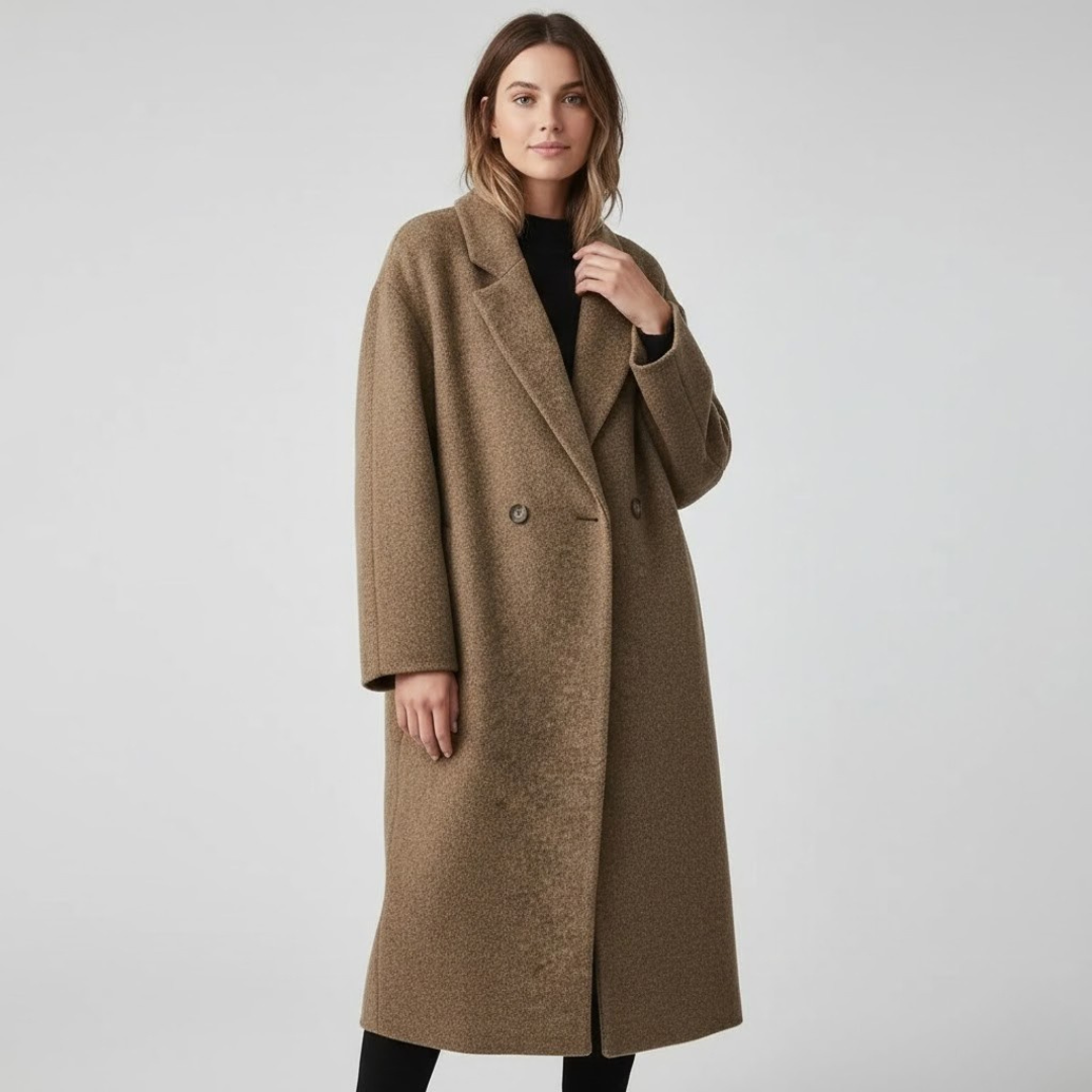 JERA™ – Double-Breasted Long Wool Coat