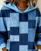 Elena  Patchwork Denim Hoodie