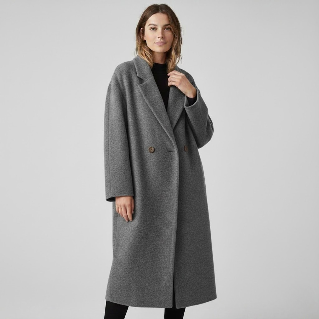 JERA™ – Double-Breasted Long Wool Coat
