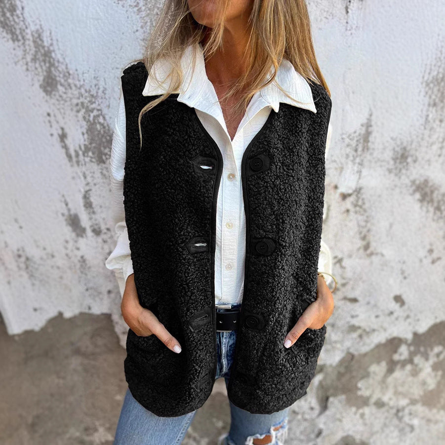 Rhea | Button-down Short Warm Vest