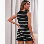 ARTFERI™ – Elegant Striped Sleeveless Lounge Co-Ord