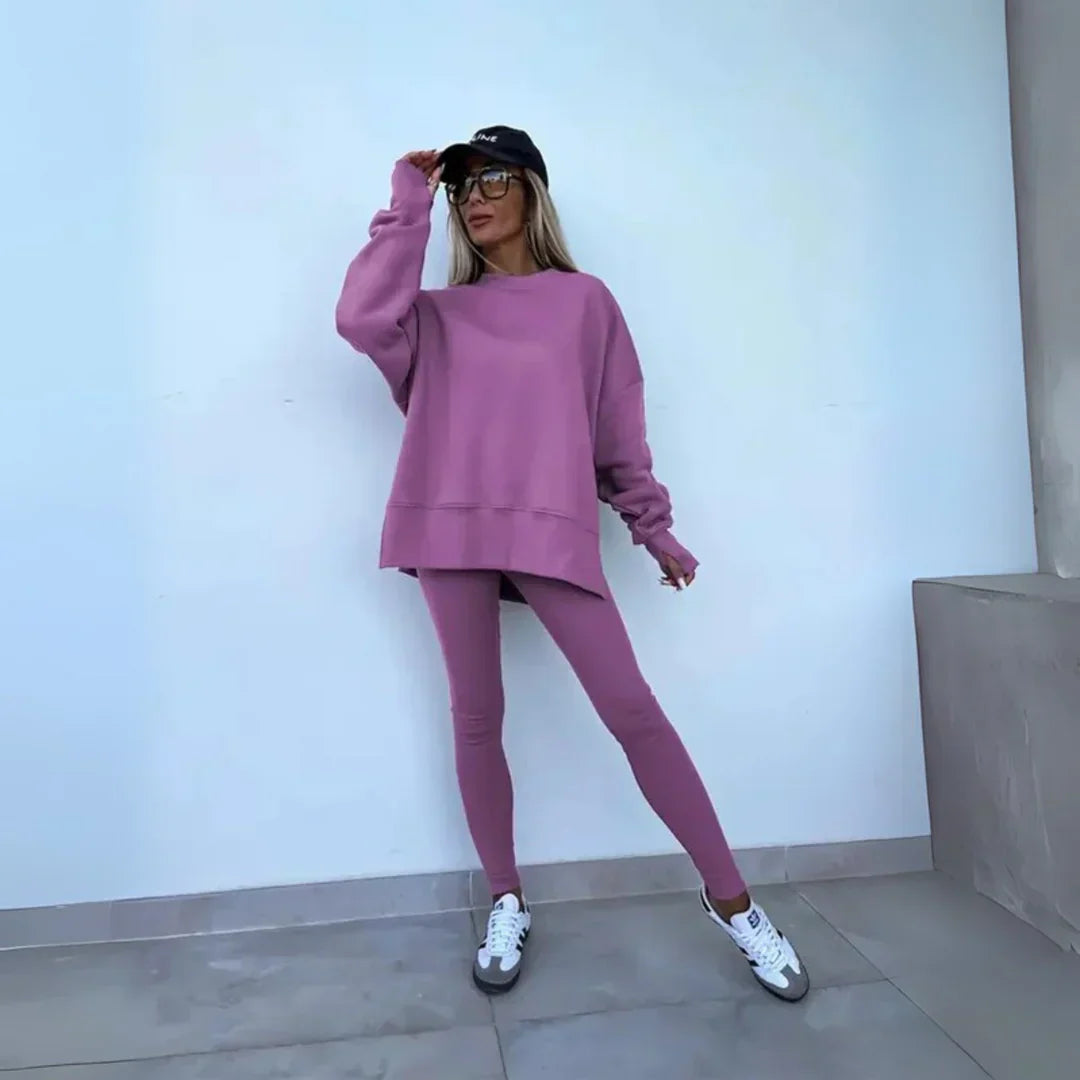 YACHI™ - Casual Long Sleeve Sweatshirt and Pants Set