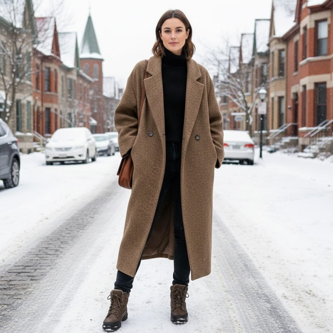 JERA™ – Double-Breasted Long Wool Coat