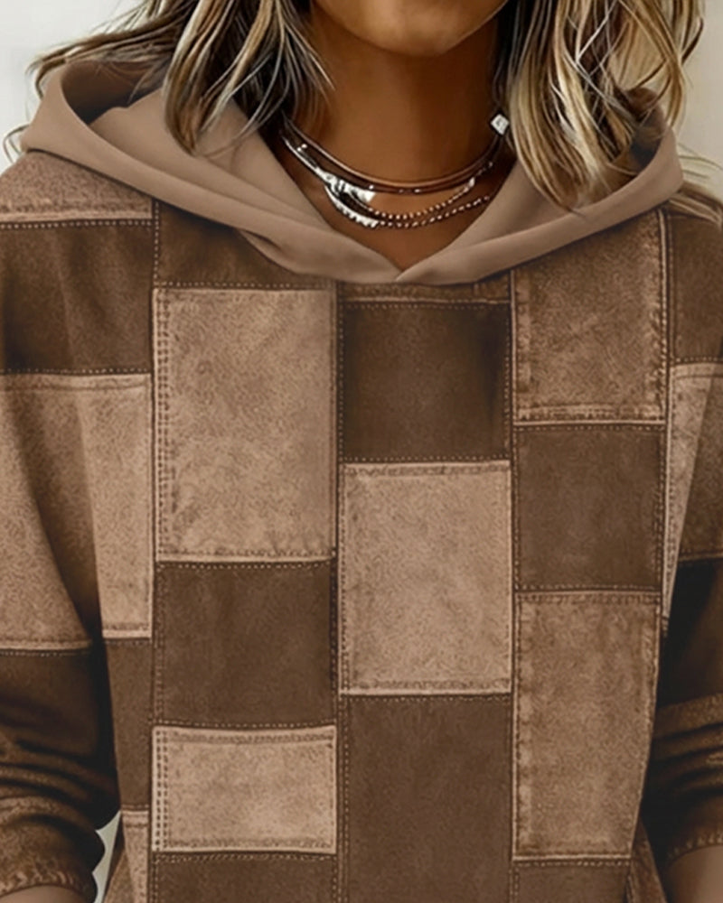 Elena  Patchwork Denim Hoodie