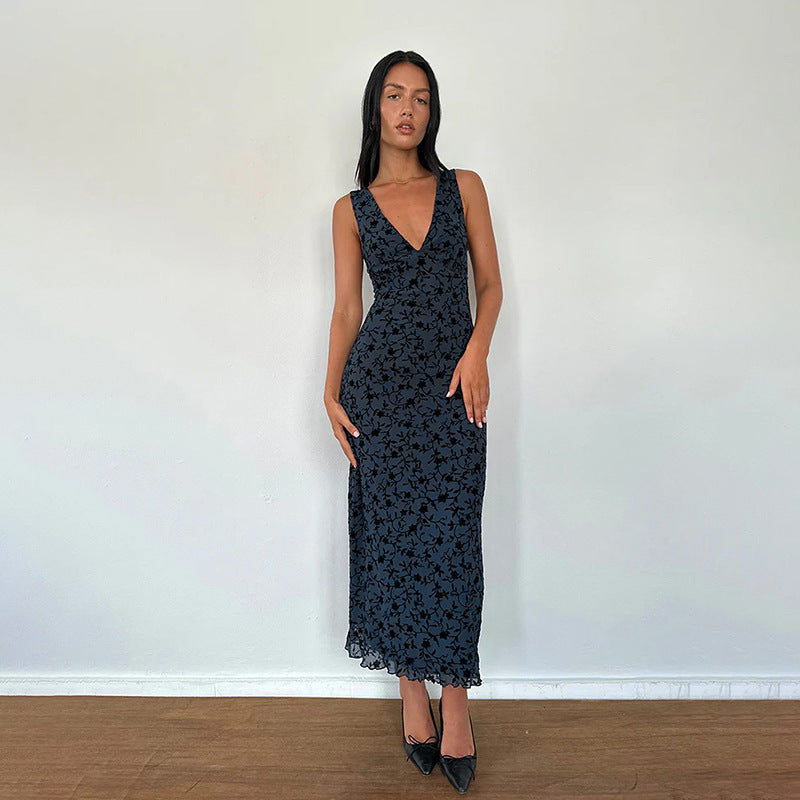 Lara™ | Classy Floral Print V-Neck Sleeveless Maxi Dress
