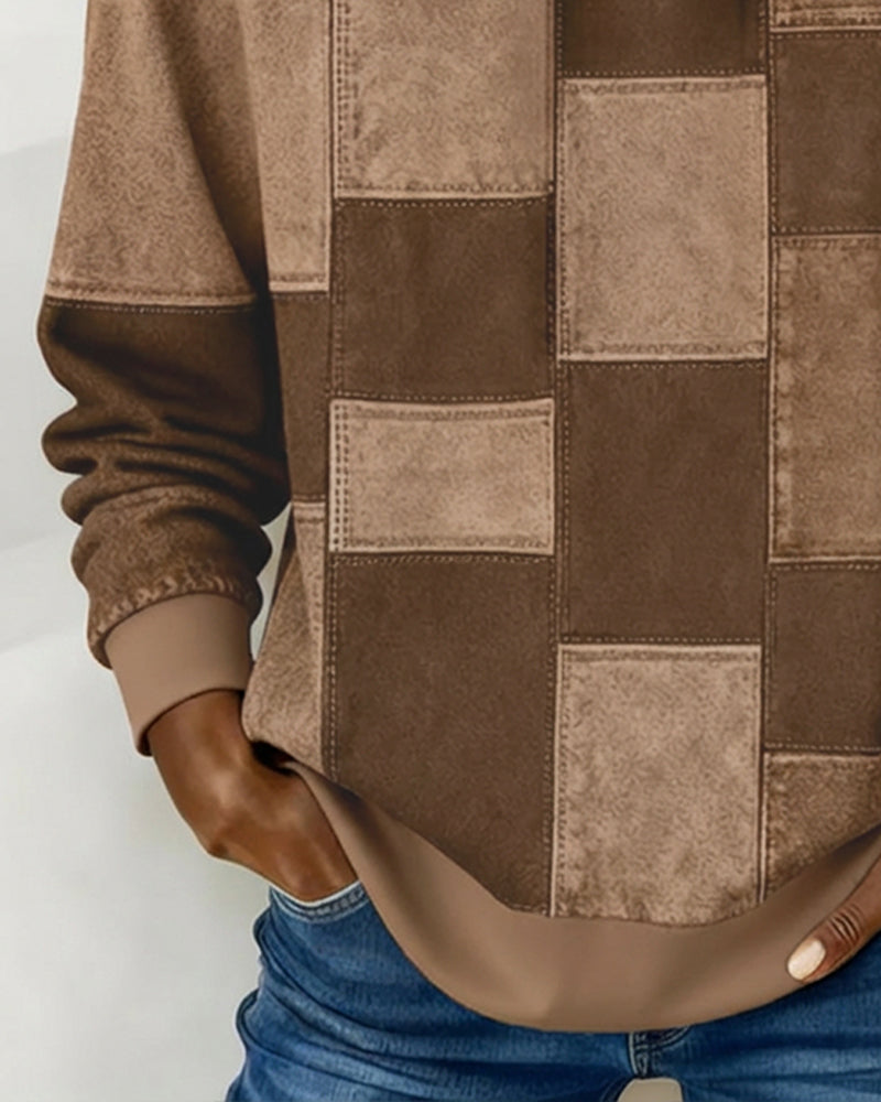 Elena  Patchwork Denim Hoodie