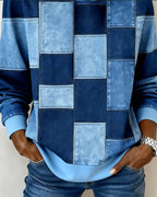 Elena  Patchwork Denim Hoodie